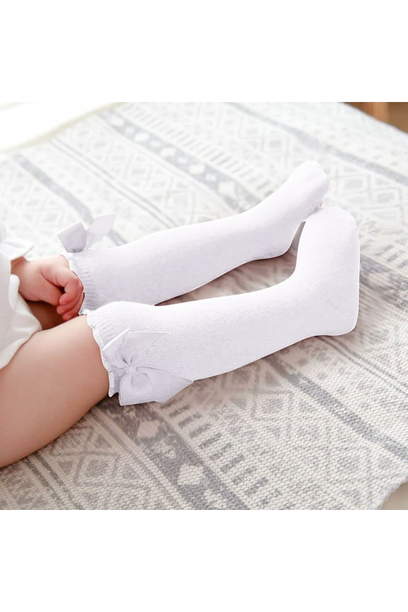 Girls Knee-high Socks, Cute Cotton Fashion Kids Socks Clearance White Size 6 M-5 T