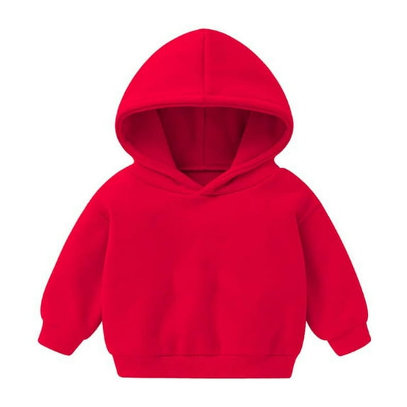 Vunhao Hoodies for Toddler Girls, Crewneck Solid Long Sleeve Pullover Sweatshirts Tops on Sale Red Size 2-3 T