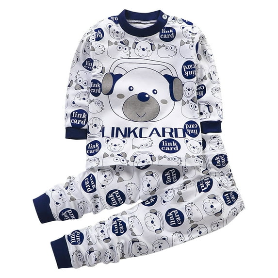 Vunhao Little Girls Pajama Sets, Long Sleeve Crewneck Thermals and Cute Print Sleepants Cotton Boys and Girls 2Pc on Sale White Size 4 T