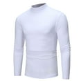 thumbnail image 1 of Vunhao Long Sleeve Undershirt for Men, Cotton High-Neck Solid Mens Fall Shirts on Clearance Sale White, 1 of 5