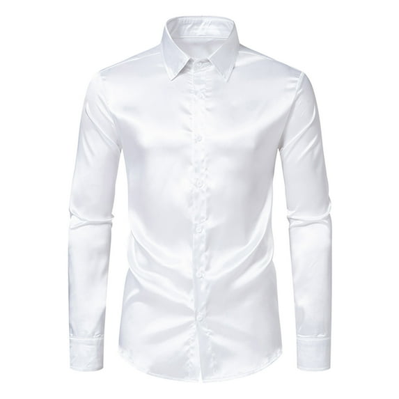 Vunhao Mens Dress Shirts Clearance, Fashion Cotton Long Sleeve Casual Mens Bussiness Shirt on Sale White