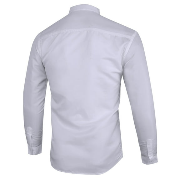 Vunhao Mens Dress Shirts Slim Fit, Long Sleeve Cotton Casual Fashion Mens Bussiness Shirt on Sale White