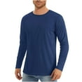 thumbnail image 1 of Vunhao Mens Long Sleeve Lightweight Shirts, Lightweight Solid Crewneck Uv Protection Mens Fall Shirts on Clearance Sale Navy, 1 of 5