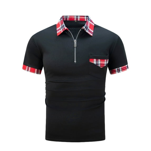 Vunhao Mens Polo Shirts Clearance, Pullover Short Sleeve with Pockets Mens Tees Clothes on Sale Black