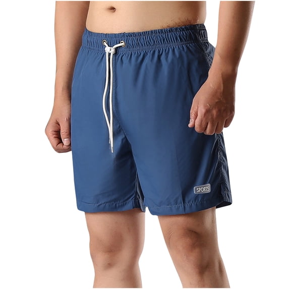 Vunhao Mens Shorts Cargo Clearance, Drawstring Pocket Summer Casual Shorts Blue L