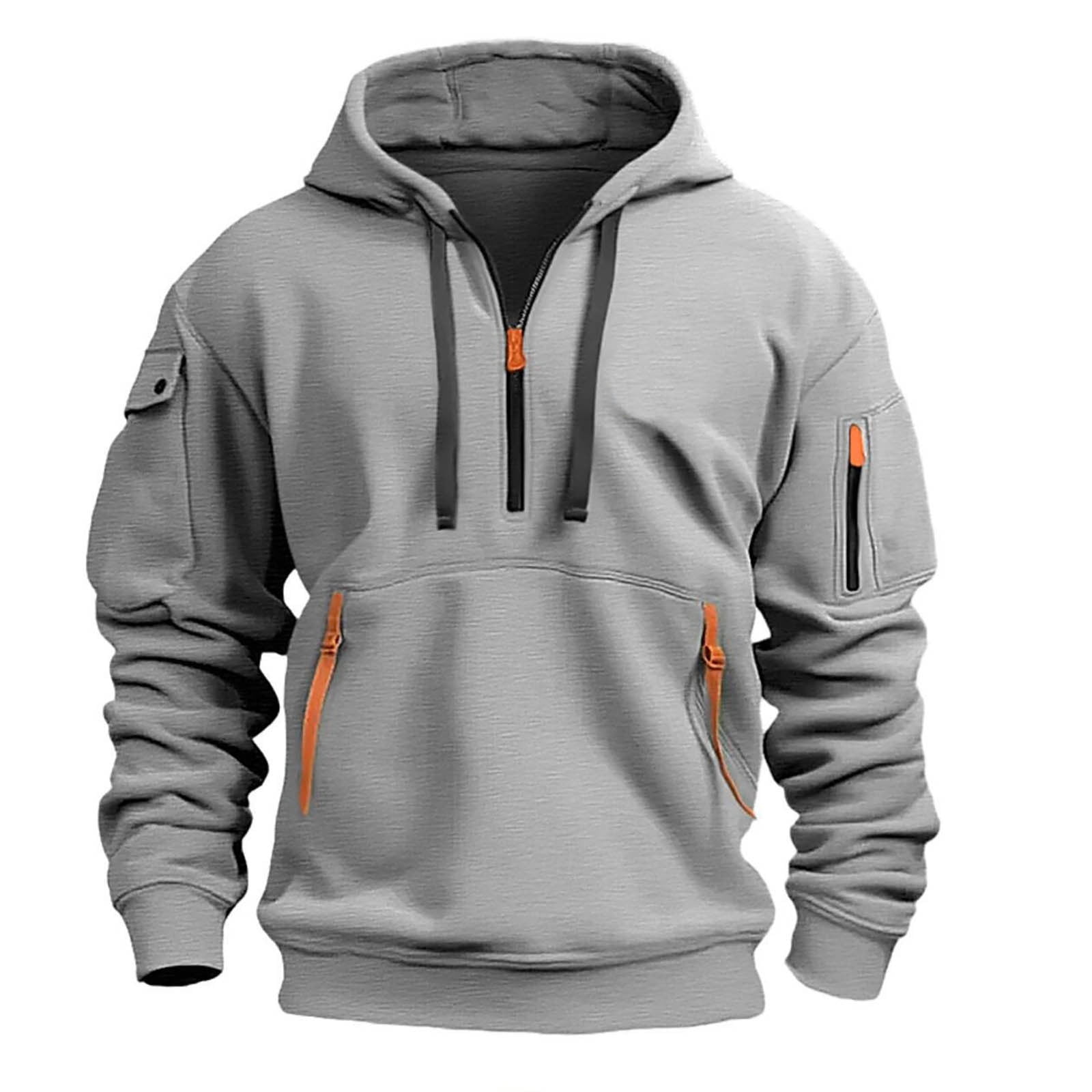 Men's Peach Typography Printed Hooded Cotton Slim Fit Pullover