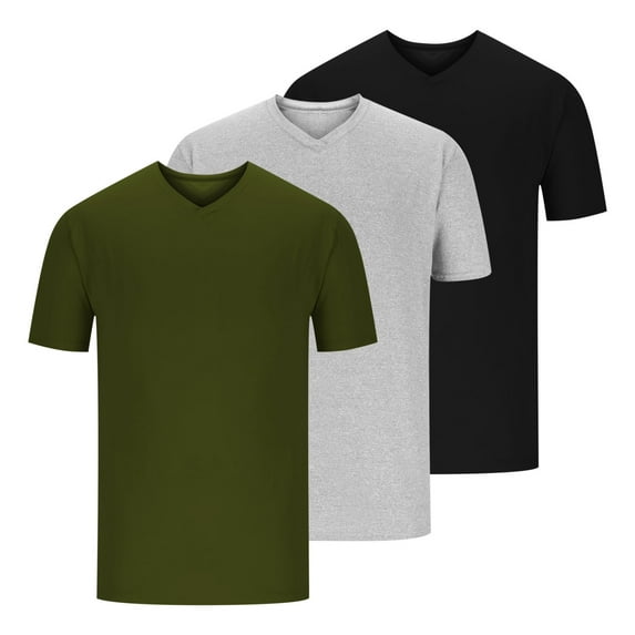 Vunhao Packs of Men Tee Shirts, Pullover Basic V-neck Short Sleeve Multipack Men Tshirts Value Pack Army Green