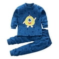 thumbnail image 1 of Vunhao Toddler Boys and Girls Outfit Sets, Long Sleeve Crewneck Thermals and Cute Print Sleepants Cotton Boys and Girls 2Pc on Sale Blue Size 3 T, 1 of 3