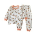thumbnail image 1 of Vunhao Toddler Boys and Girls Sleepwear, Long Sleeve Crewneck Thermals and Cute Print Sleepants Cotton Boys and Girls 2Pc on Sale Orange Size 5 T, 1 of 3