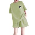 thumbnail image 1 of Vunhao Toddler Girls Rabbit Print Two Piece Outfit Sets Size 5-6 Animal Print Short Sleeve Top and Shorts Loose Fit Big Girls Birthday Daily Wear,Green,Size 7 T, 1 of 4
