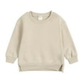 thumbnail image 1 of Vunhao Toddler Girls Sweatshirts, Crewneck Cotton Solid Long Sleeve without Hood Pullover Hoodies Tops on Sale Beige Size 3-4 T, 1 of 8