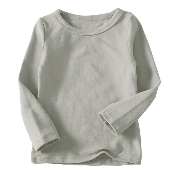 Vunhao Toddler Girls Sweatshirts, Long Sleeve Cotton Solid Crewneck without Hood Pullover Hoodies Tops on Sale Gray Size 3 T