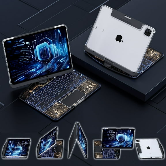 Vunmen 360 Swivel Magic Keyboard Case Compatible with iPad Air 11inch (M2)2024 with Smart Trackpad