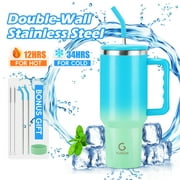 Vusign 40 oz Blue Insulated Stainless Steel Tumbler