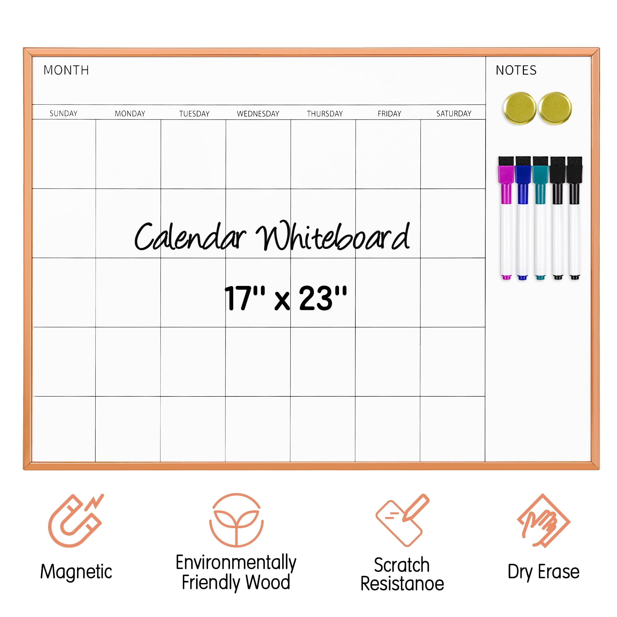 VUSIGN Magnetic Monthly Calendar Whiteboard, 17&#x