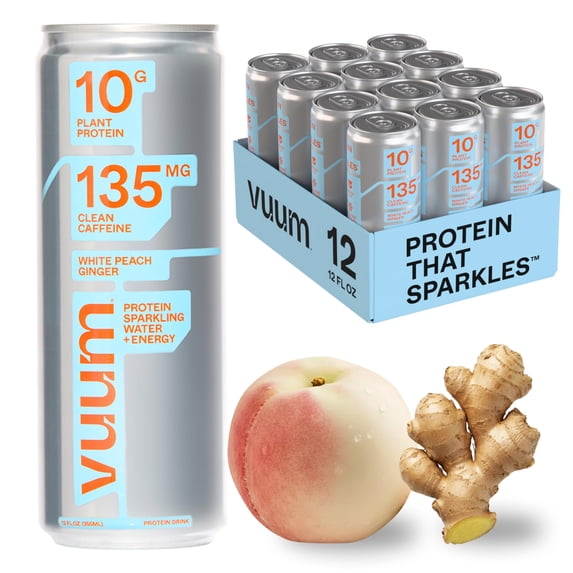 Vuum Beverage Energy White Peach Ginger Ready To Drink 12 Fl Oz (Pack Of 12)