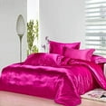 thumbnail image 1 of Vuvet Bedding 100% Pure Silk Sateen Sheet Set | 4 Pcs | Fitted Sheet Fits Up to 15" Deep Pocket Mattress | Flat Sheet Fitted Sheet Pillowcase Set | Wrinkle Free Fade Resistant (Super Queen, Hot Pink), 1 of 6