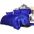 thumbnail image 1 of Vuvet Bedding 100% Pure Silk Sateen Sheet Set |7 Pcs|Fitted Sheet Fits Up to 15" Deep Pocket Mattress|Flat Sheet Fitted Sheet Duvet Pillowcase Set|Wrinkle Free Fade Resistant (Full XL, Royal Blue), 1 of 5