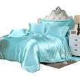 thumbnail image 1 of Vuvet Bedding 100% Pure Silk Satin Sheet Set 7pcs, Silk Fitted Sheet 15'' Deep Pocket,Silk Flat Sheet,Silk Duvet Cover & Pillowcases Set !!! Twin, Aqua Blue, 1 of 6
