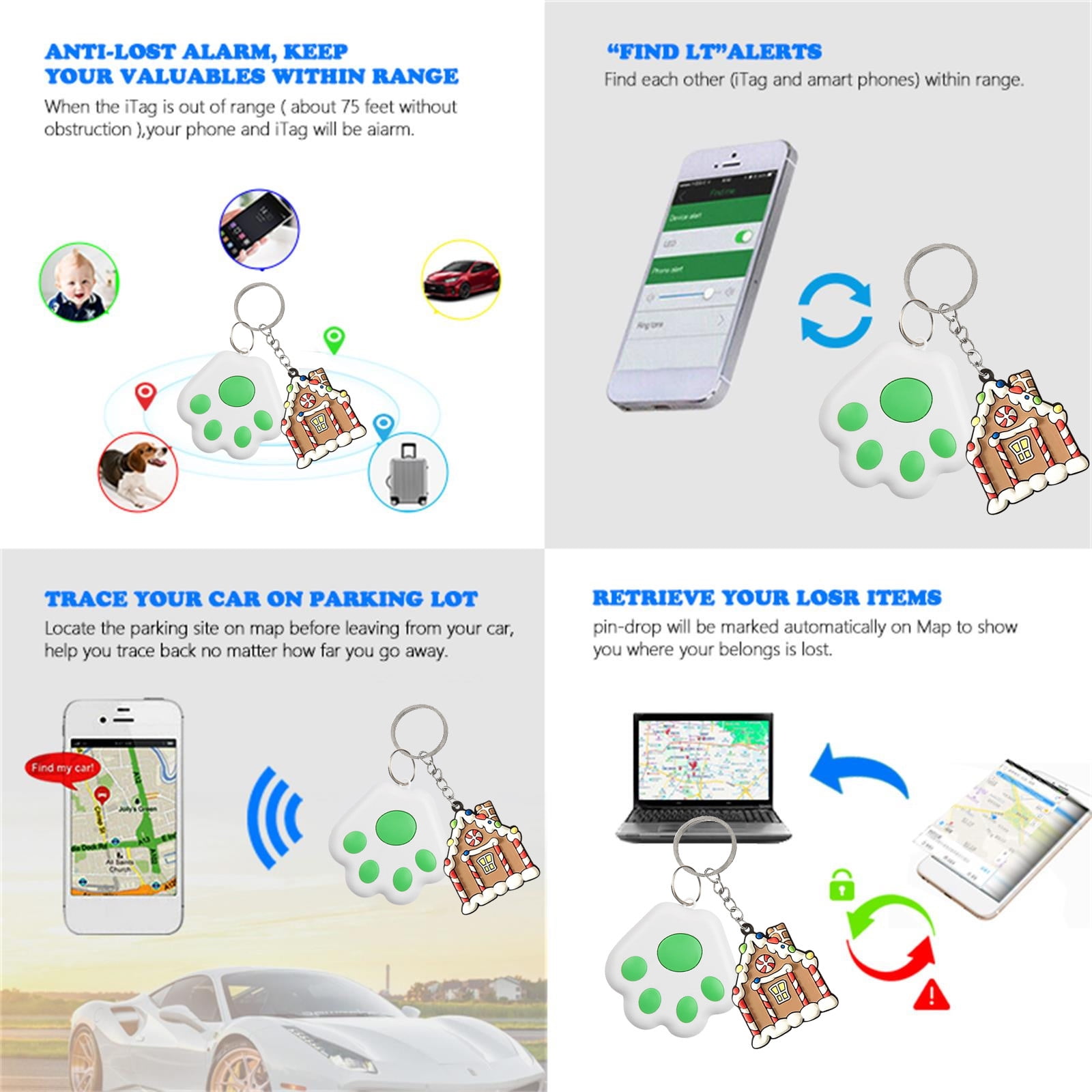 Vuygyu Mini Real Time Portable Keys Locator, ltime Finder Device with