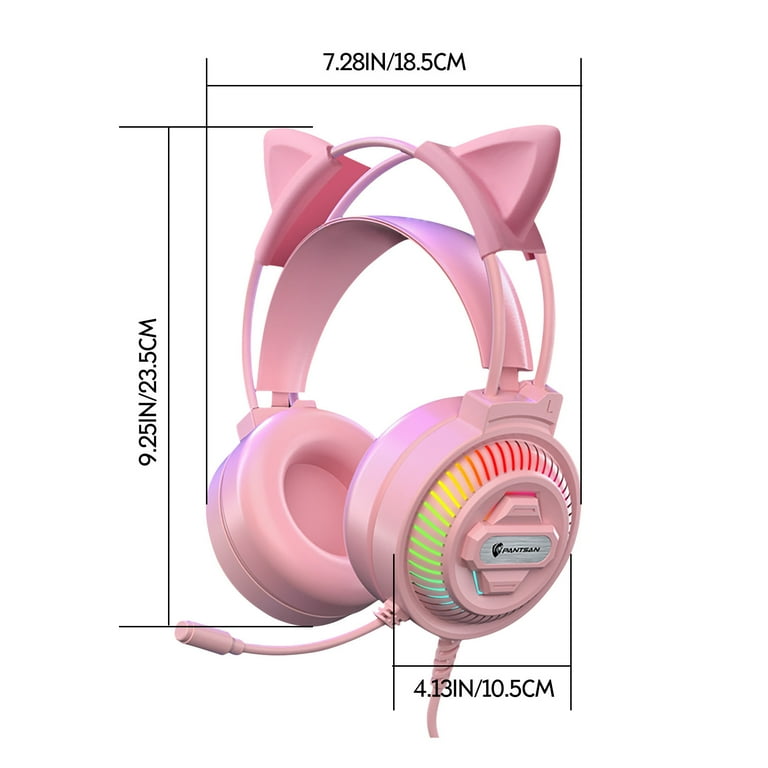 Vuygyu Stereo Gaming Headset With Mic 3.5mm Sound Detachable Pussy Ear Earphone Tazh1es K371 Headphones with Case Remote Audio Ear Bud Studio Headset Small Ear Buds Runners Headphones Rs400 S505 Walma...