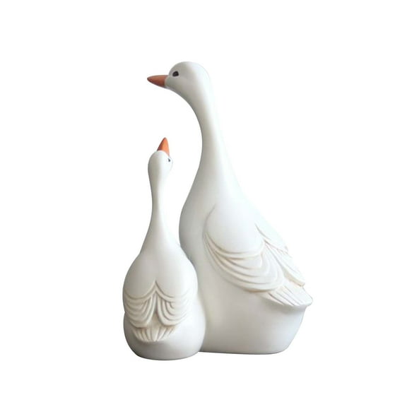 Vuyungers White Goose Garden Statue Mother Duck and Ducklings Figurine Cute Animal Resin Sculptures for Lawn Patio Outdoor Yard Decor Table Living Room Bedroom Decoration