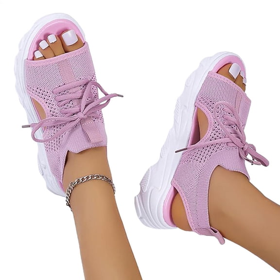 Vvcesidot Lace Up Muffin Sandals for Women Fashion Hollow Muffin Sandals Women Summer Toe Sandals Shoes for Daily Work handsome