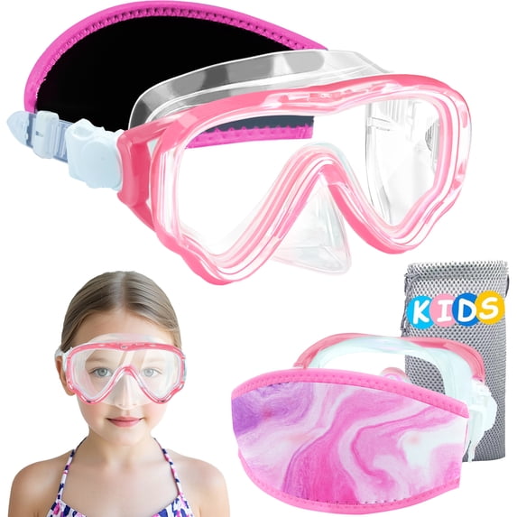 Vvinca Kids Goggles Snorkel Mask Diving Mask Swimming Goggles with Nose Cover and Straps Cover for Kids and Youth Age 6-14