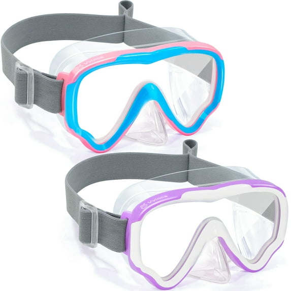 Vvinca Kids-Goggles with Nose Cover, Diving Mask Elastic Fabric Strap Anti Fog Anti Shattered Lens for Kids Swim Goggles 3-14