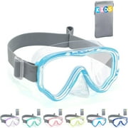 Vvinca Kids-Goggles with Nose Cover, Diving Mask Elastic Fabric Strap Anti Fog Anti Shattered Lens for Kids Swim Goggles 3-14