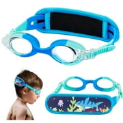 Vvinca Kids Swim Goggles for Age 3-8, Toddler Swimming Goggles with Fabric Strap Cover No Hair Pulling Anti-Fog Leak Free Water Pool Glasses