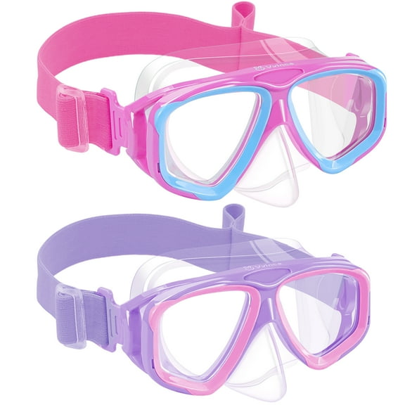 Vvinca Swim Goggles with Nose Cover, Kids Snorkel Diving Mask Fabric Strap Wide View Anti-Fog/UV Pool Swimming Goggles for Kids 3-14