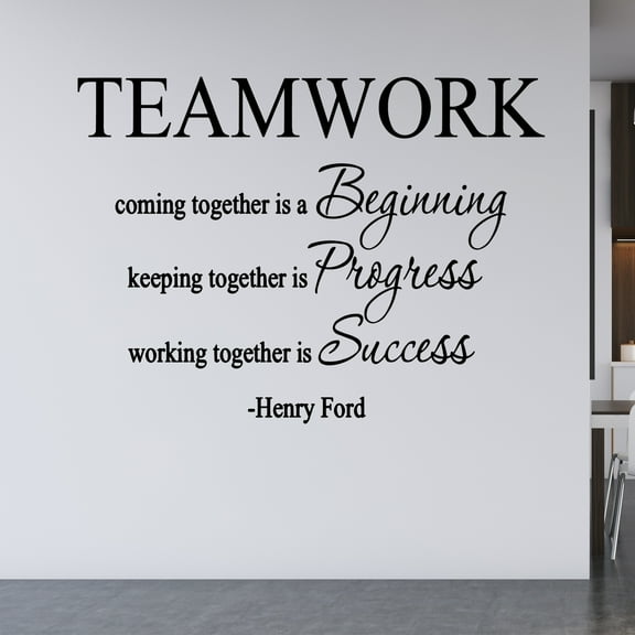 Vwaq Teamwork Coming Together Is A Beginning Wall Decal Henry Ford Quote (17"H X 22"W Black)