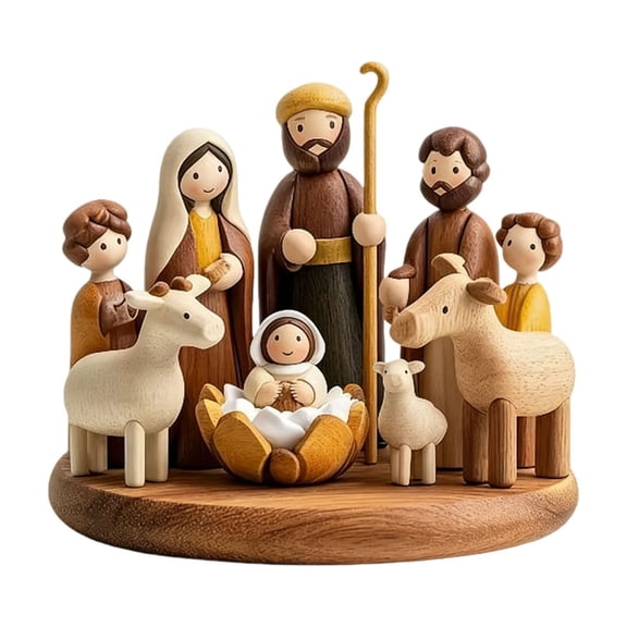 Vwrxbz Acrylic 2D Character Birth Scene Rotating Standing Sign, 4x2 Inch Desktop Decoration for Home Decor, Living Room, Bedroom, Holiday and Inspirational Ornament