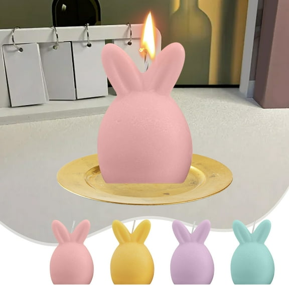 Vwrxbz Easter Bunny Scented Candle, Cute Rabbit Aromatherapy Soy Wax Decor 4in Table Ornament for Bedroom Bathroom Yoga, Romantic Gift for Easter Spring Home