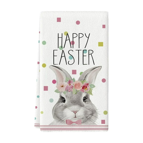 Vwrxbz Easter Kitchen Towel with Festive Easter Design, Soft Absorbent Kitchen Hand Towel 16x24 Inch for Drying Dishes, Cleaning Surfaces, Holiday Easter Kitchen Decor