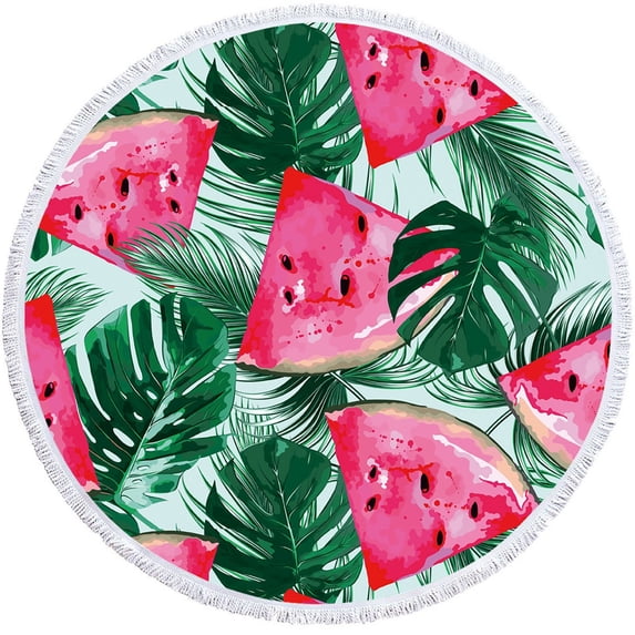 Vwrxbz Luxury Oversized 60-Inch Round Microfiber Beach Towel - Premium Sandproof & Quick-Dry, Super Soft with Vibrant Colorful Prints, Multi-Functional for Swimming Pool, Beach