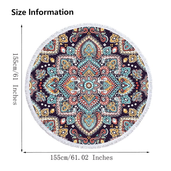 Vwrxbz Luxury Oversized 60-Inch Round Microfiber Beach Towel - Quick-Dry, Sandproof, Ultra Soft, Colorful Printed Design, Multi-Purpose for Beach, Swimming Pool, Picnic