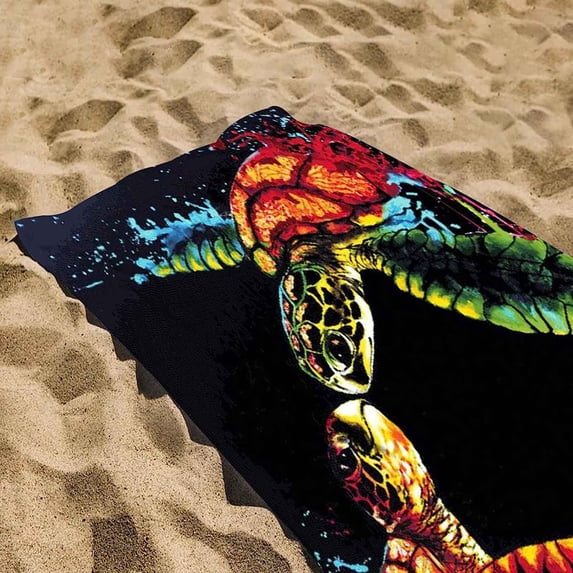 Vwrxbz Oversized 30"x60" Beach Towel - Quick Dry & Sand-Proof Microfiber with Plush Double-Sided Velvet, Marine Animals Turtle Octopus Design, for Beach, Pool, Travel, Yoga, Camping