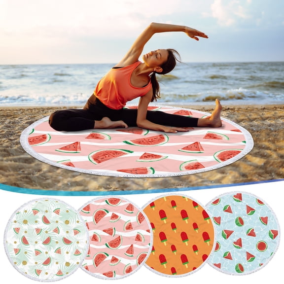 Vwrxbz Premium Soft Microfiber 60-Inch Round Beach Towel - Oversized, Quick-Dry, Sandproof, Colorful Printed Blanket for Swimming Pool, Picnic, and More, Ideal for Outdoor Enthusiasts