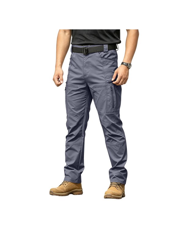 Cargo Pants Men Tactical Classic Fit Outdoor Stretch Hiking Lightweight Stretch Military Combat Cargo Work Pants Tactical Pants for Men Gray M