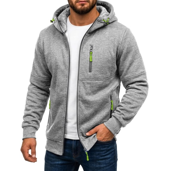 Vxararl Casual Hoodies for Men Casual Athletic Hoodies Fall Winter Workout Clothes Long Sleeve Sweatshirt Tactical Jackets with Zipper Pockets Mens Zip Up Hoodie Gray 2xL