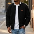 thumbnail image 1 of Vxararl Men Casual Collared Bomber Windbreaker Jacket, Full Zip Lightweight Work Golf Outerwear with Zipper Side Pockets for Street Shopping Outdoor Outfits Black M, 1 of 7