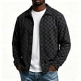 thumbnail image 1 of Vxararl Men Checkerboard Jacket Casual Long Sleeve Button Down Checkerboard Shirt Shacket, Vintage Check Overshirt with Side Pockets for Fall Daily Outdoor Casual Wear Black L, 1 of 8