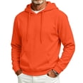 thumbnail image 1 of Vxararl Men Cotton Fleece Hoodie Oversized Hood Drawstring Sweatshirts Long Sleeve Basic Drawstring Pullover with Pocket Daily Wear, Work, Travel Fall & Winter Outfits Hoodie Men Saffron 3xL, 1 of 6