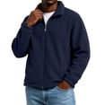 thumbnail image 1 of Vxararl Mens Polar Fleece Jacket Zip Up Warm Cardigan Windproof Stand Collar Jacket, Internal Pocket Design Winter Fall Urban Streetwear Lightweight Outfits Dark Blue 3xL, 1 of 6