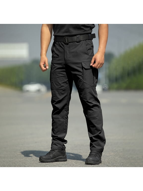 Mens Tactical Cargo Pants Classic Fit Outdoor Stretch Hiking Ripstop Waterproof Lightweight Outdoor Hiking with Pockets Cargo Pants for Men Black S