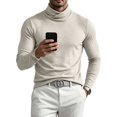 thumbnail image 1 of Vxararl Mens Turtleneck Sweaters Slim Fit Basic Knitted Basic Slim Fit Pullover Sweater Tees Fall and Winter Fashion Warm Sweater Solid Long Sleeve Shirts Sweaters for Men Beige S, 1 of 4