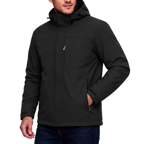 Vxararl Rain Jacket Men Waterproof Outdoor Windbreaker,travel Rain Jacket Hood Jackets with Zipper Pockets Lightweight, Breathable, Rain Shell Coat Multi Pocket Travel Jacket Black 5xL
