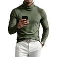 thumbnail image 1 of Vxararl Soft Stretch Cotton Blend Turtleneck Men Fall and Winter Fashion Warm Sweater Basic Slim Fit Pullover Sweater Tees Solid Long Sleeve Shirts Turtleneck Sweater Green XL, 1 of 4